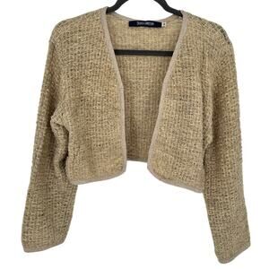 French Connection Vintage Alpaca Wool Cardigan S Cream Cropped Shrug Luxe Knit